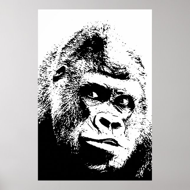 Black White Pop Art Gorilla Poster (Front)