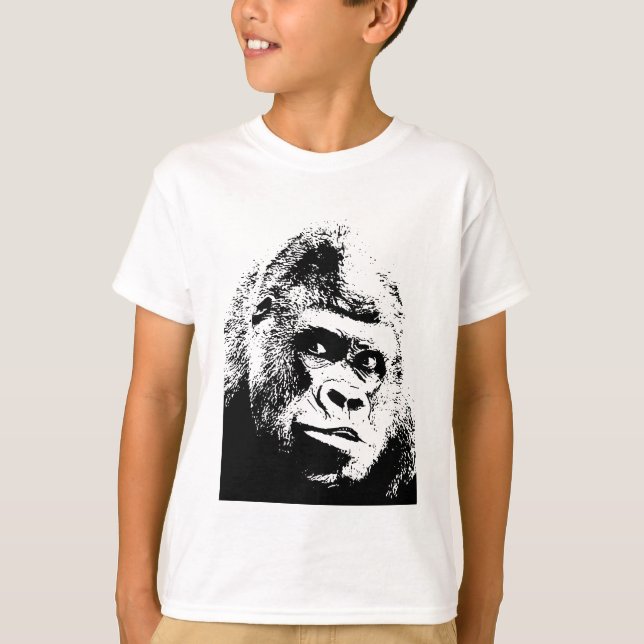 Black White Pop Art Gorilla T-Shirt (Front)