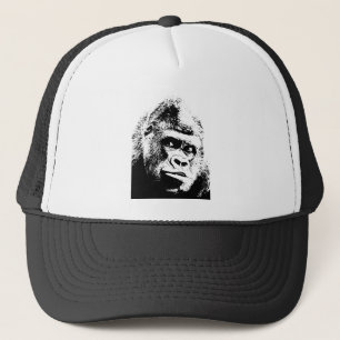 Black White Pop Art Gorilla Trucker Hat
