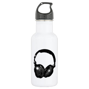 Black & White Pop Art Headphone 532 Ml Water Bottle