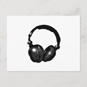 Black & White Pop Art Headphone Postcard
