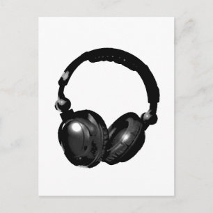 Black & White Pop Art Headphone Postcard