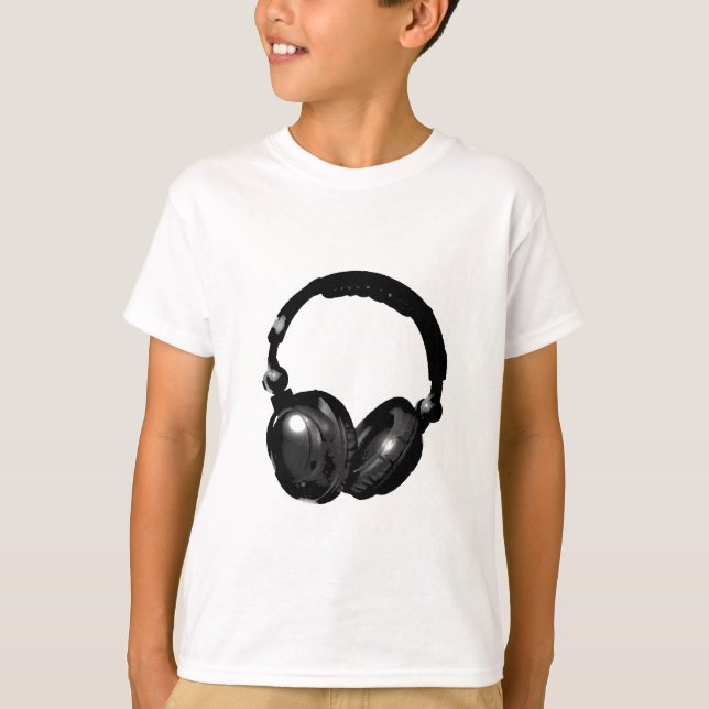 Black & White Pop Art Headphone T-Shirt (Front)