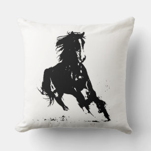 Black & White Pop Art Horse Cushion