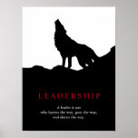 Black White Pop Art Leadership Wolf Poster<br><div class="desc">Wolves Digital Artwork - Wolf Silhouette Computer Animal Art - College Pop Art - Wild Animals Computer Images</div>