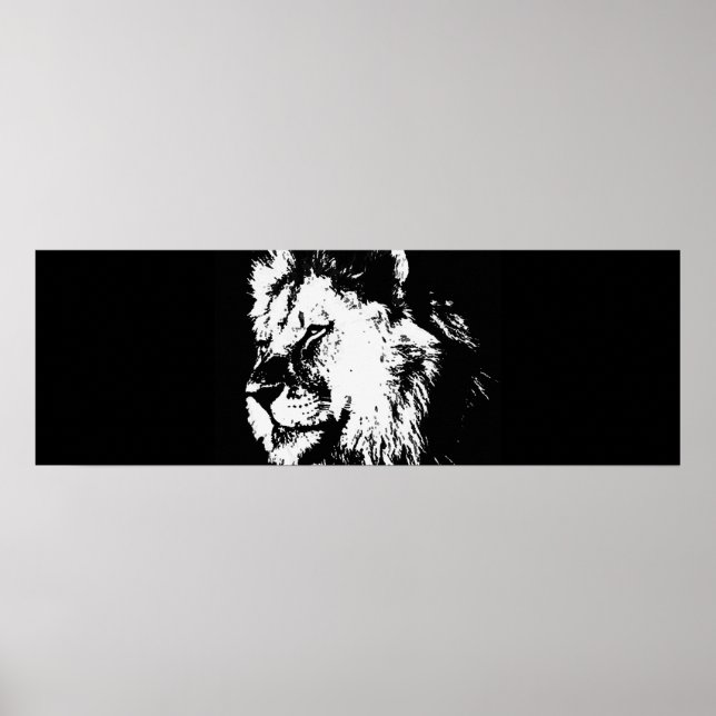 Black White Pop Art Lion Door Poster (Front)