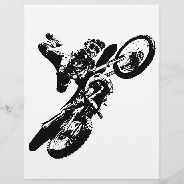 Black White Pop Art Motocross Motorcyle Sport (Front)