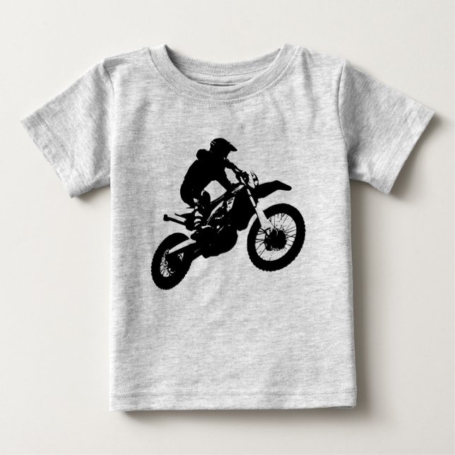 Black White Pop Art Motocross Motorcyle Sport Baby T-Shirt (Front)