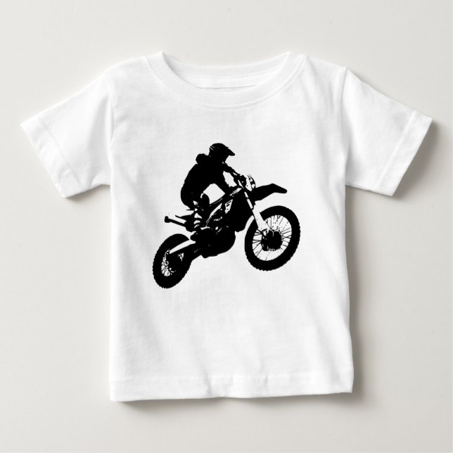Black White Pop Art Motocross Motorcyle Sport Baby T-Shirt (Front)