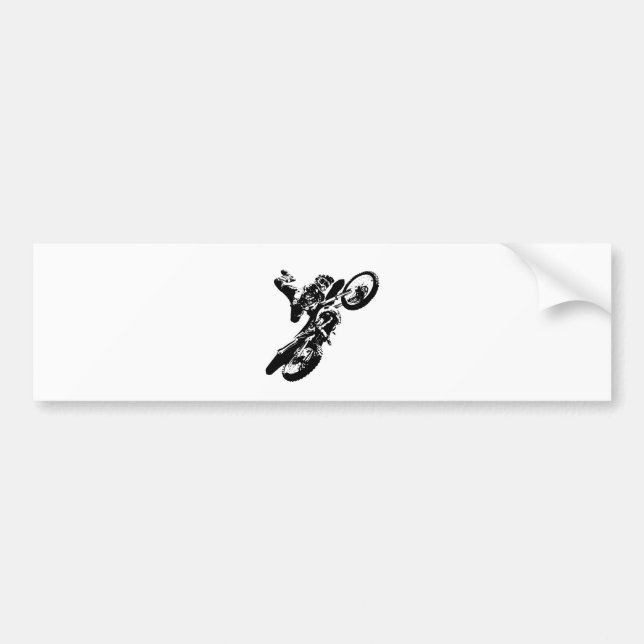 Black White Pop Art Motocross Motorcyle Sport Bumper Sticker (Front)