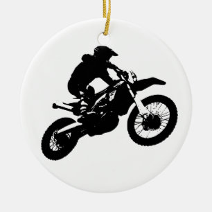 Black White Pop Art Motocross Motorcyle Sport Ceramic Tree Decoration