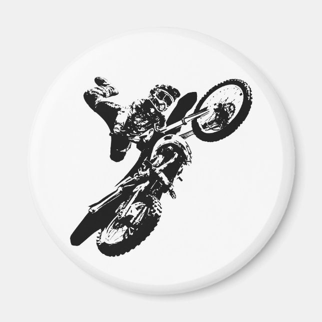 Black White Pop Art Motocross Motorcyle Sport Magnet (Front)