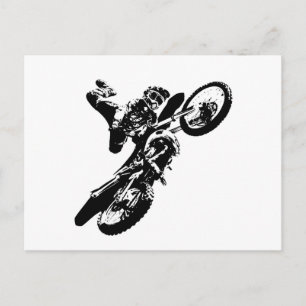 Black White Pop Art Motocross Motorcyle Sport Postcard