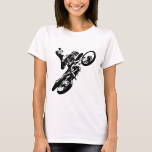 Black White Pop Art Motocross Motorcyle Sport T-Shirt