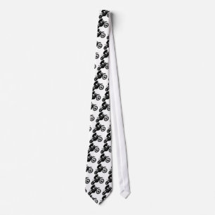 Black White Pop Art Motocross Motorcyle Sport Tie
