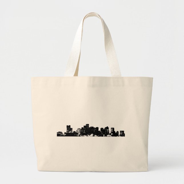 Black White Pop Art New York City Large Tote Bag (Front)