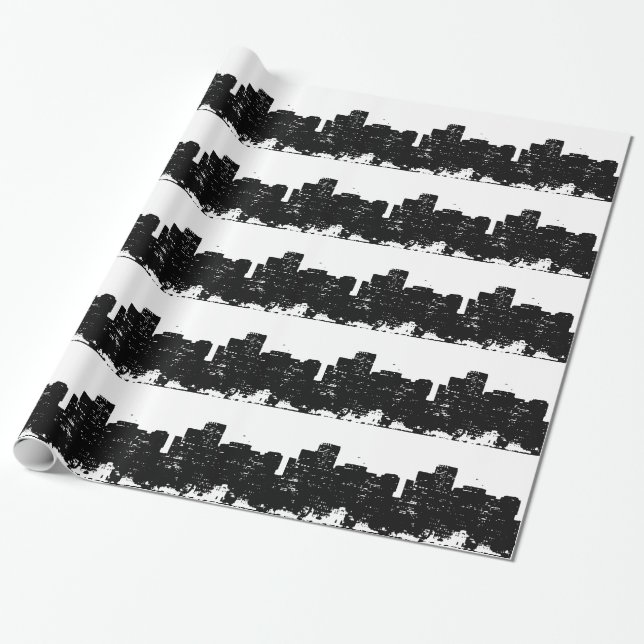 Black White Pop Art New York City Wrapping Paper (Unrolled)