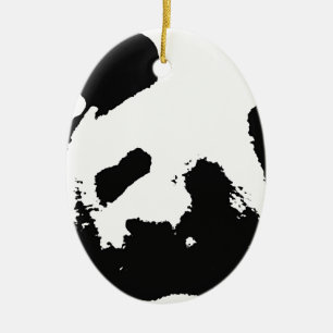 Black White Pop Art Panda Ceramic Ornament