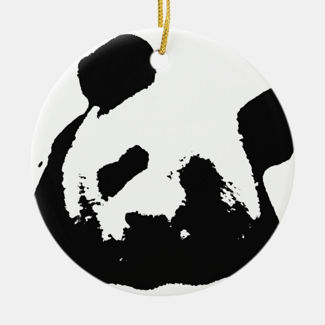 Black White Pop Art Panda Ceramic Tree Decoration (Front)