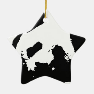 Black White Pop Art Panda Ceramic Tree Decoration