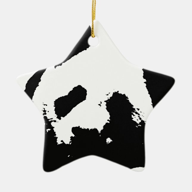 Black White Pop Art Panda Ceramic Tree Decoration (Front)