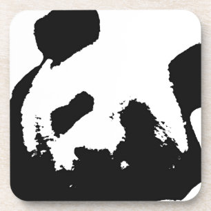 Black White Pop Art Panda Coaster