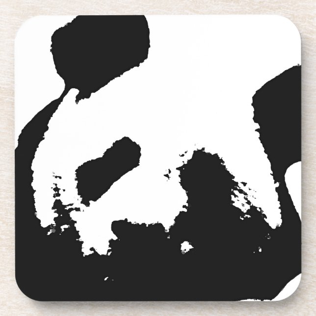 Black White Pop Art Panda Coaster (Front)