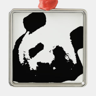 Black White Pop Art Panda Metal Tree Decoration