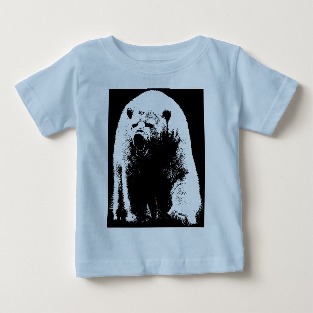 Black & White Pop Art Polar Bear Baby T-Shirt (Front)
