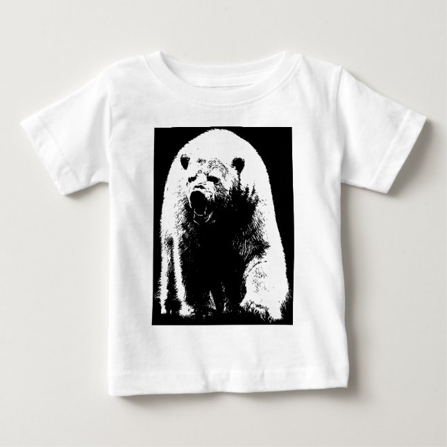 Black & White Pop Art Polar Bear Baby T-Shirt (Front)