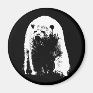 Black & White Pop Art Polar Bear Magnet