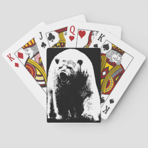 Black & White Pop Art Polar Bear Playing Cards