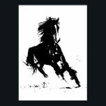 Black White Pop Art Running Horse Silhouette Poster<br><div class="desc">Black White Pop Art Running Horse Silhouette / Digital Animal / Horse Art - Horse Head Artwork</div>