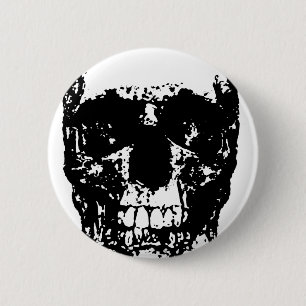 Black & White Pop Art Skull 6 Cm Round Badge