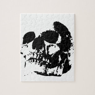 Black & White Pop Art Skull Jigsaw Puzzle