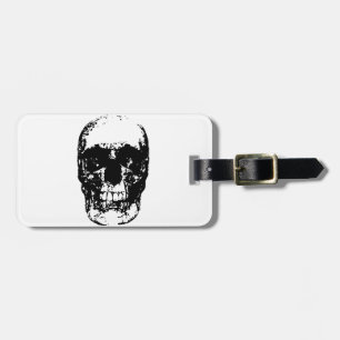 Black & White Pop Art Skull Luggage Tag