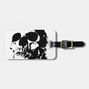 Black & White Pop Art Skull Luggage Tag