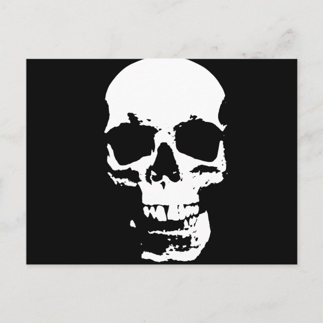 Black & White Pop Art Skull Postcard (Front)