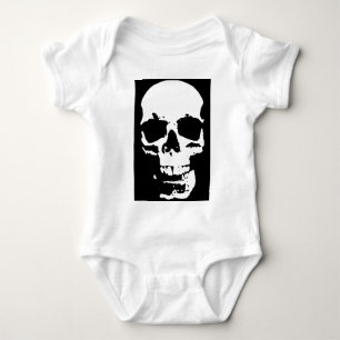 Black & White Pop Art Skull Stylish Cool Baby Bodysuit