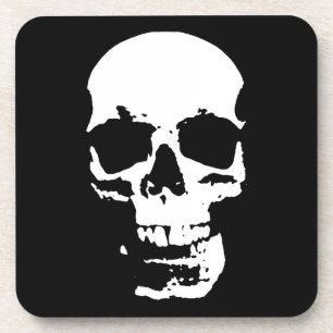 Black & White Pop Art Skull Stylish Cool Coaster