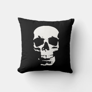 Black & White Pop Art Skull Stylish Cool Metal Cushion