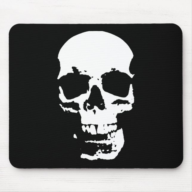 Black & White Pop Art Skull Stylish Cool Mouse Pad (Front)