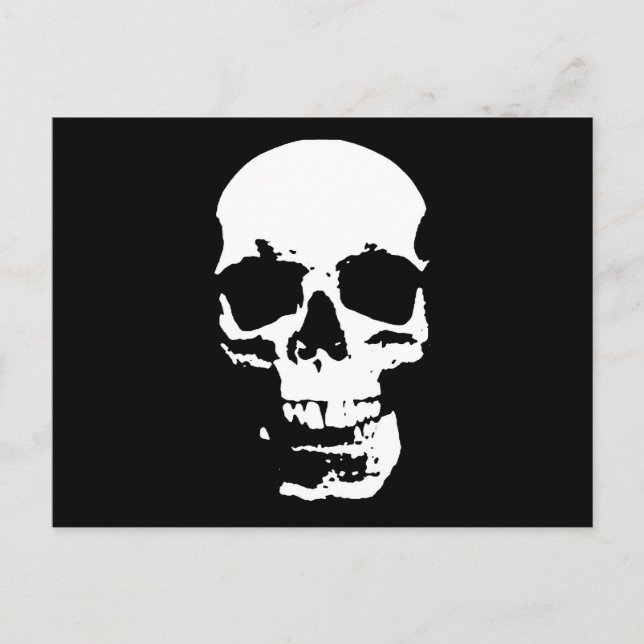 Black & White Pop Art Skull Stylish Cool Postcard (Front)