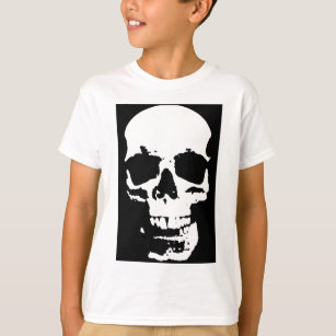 Black & White Pop Art Skull Stylish Cool T-Shirt
