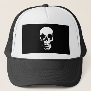 Black & White Pop Art Skull Trucker Hat