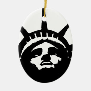 Black & White Pop Art Statue of Liberty Ceramic Ornament