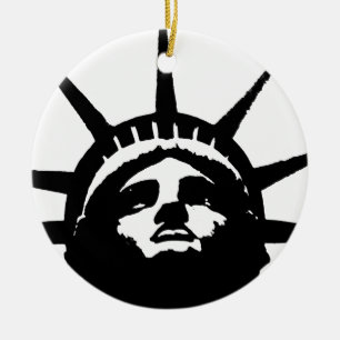 Black & White Pop Art Statue of Liberty Ceramic Tree Decoration
