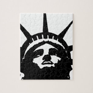 Black & White Pop Art Statue of Liberty Jigsaw Puzzle