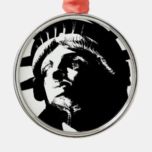 Black & White Pop Art Statue of Liberty Metal Ornament