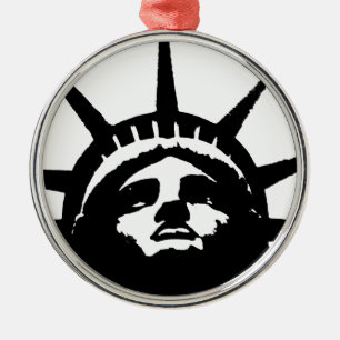 Black & White Pop Art Statue of Liberty Metal Tree Decoration